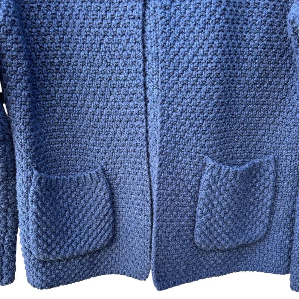 Orvis Women’s S 100% Cotton Blue Knit Textured Open Cardigan Sweater w/Pockets